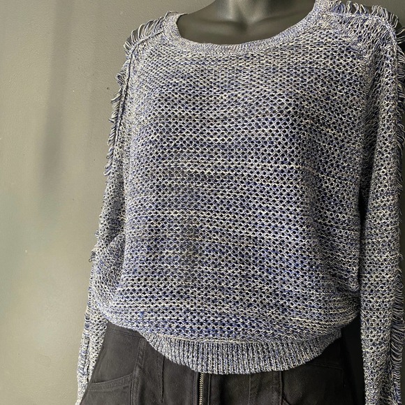 IRO Yana Open Knit Shredded Sleeve Sweater Size XS - Picture 5 of 11